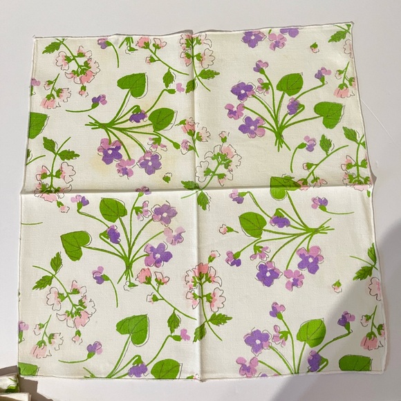 Vintage Vera Neumann Floral Napkin Cotton Linens Set Vintage MCM Flower 70s 60s - Picture 12 of 15